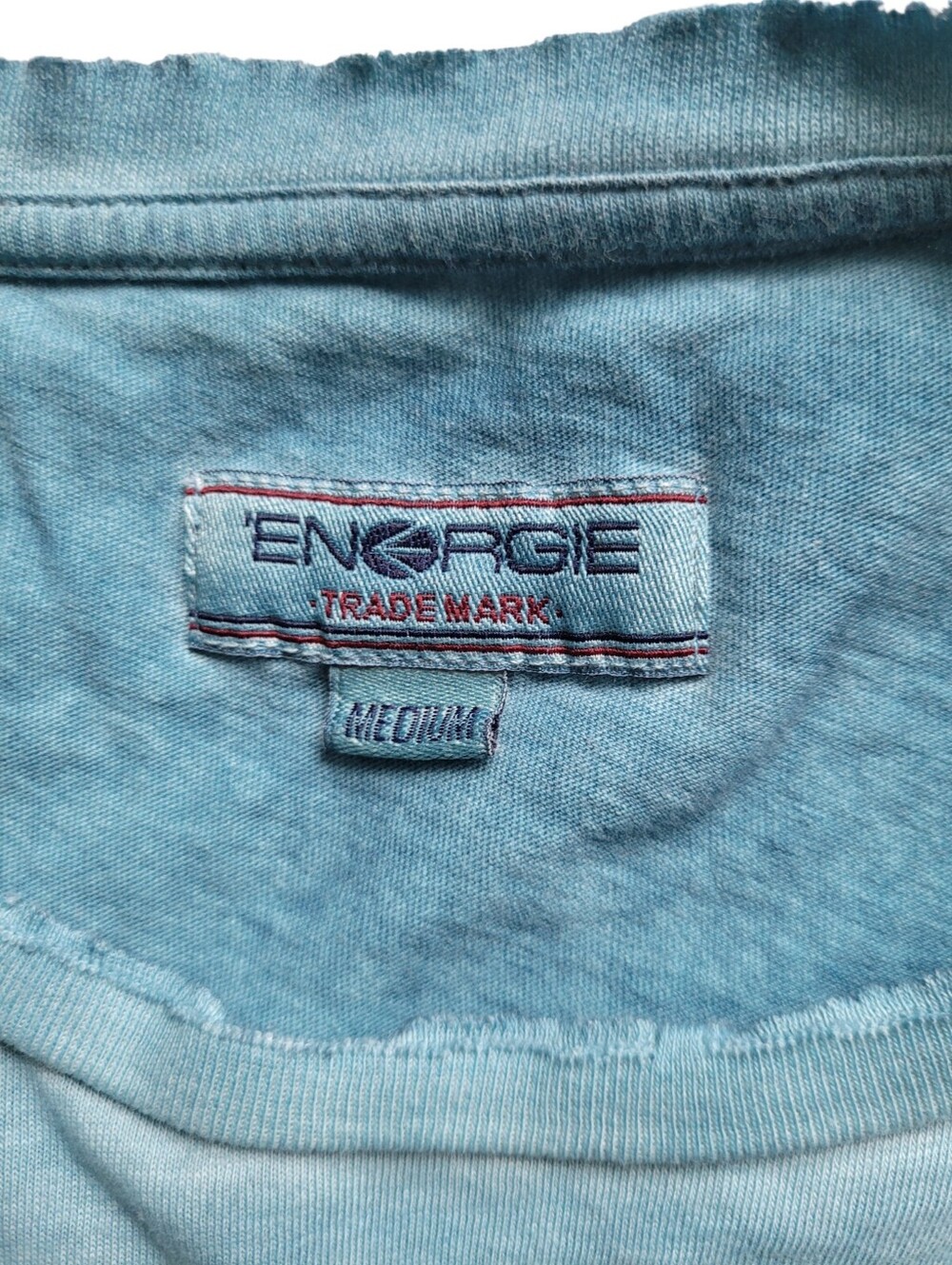 Vintage Y2K Energie Cyber Grunge Light Dusty Blue Graphic Tee Medium - Picture 7 of 9